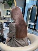 ★斜めバングミディアムヘアグレージュカラーシルキーベージュ★