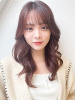 10代20代30代◎大人かわいい韓国ピンクブラウンヘア/韓国前髪