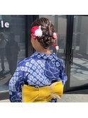 浴衣ヘアセット/浴衣ヘアアレンジ/浴衣着付け/花火着付け