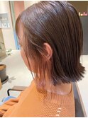 20代30代大人可愛い透明感ピンクイヤリングカラー大人ボブ