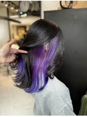 《ミディアムヘア》インナーカラー ×パープル