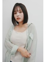 キャンバス バイ ネオリーブ 横浜西口(Canvas by neo.)&nbsp;小顔前髪ワンカールレイヤーカット黒髪ネビージュボブルフ 横浜