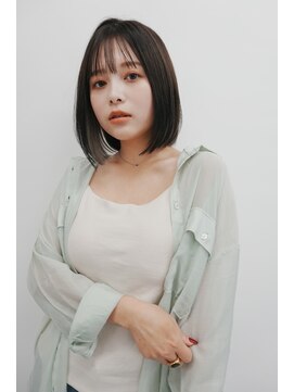 キャンバス バイ ネオリーブ 横浜西口(Canvas by neo.) 小顔前髪ワンカールレイヤーカット黒髪ネビージュボブルフ 横浜