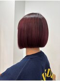 【３月】前下がりぱつっとボブ×レッドカラー