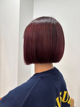ルセ イノベーション 蓮田店(Ruse innovation) 【３月】前下がりぱつっとボブ×レッドカラー