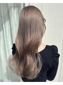 韓国風オリーブベージュ透明感アッシュブラウンロングレイヤー