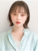くせ毛風カール似合わせカット外ハネボブうる艶髪薄めバング