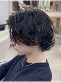 サーフカールルーズパーマツイストシャドウパーマバズカット眉毛