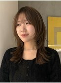 ハッシュカット/ミディアムレイヤー/ヘーゼルベージュ
