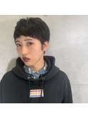 ショート/ブラック/髪質改善縮毛矯正/髪質改善/韓国風/