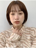 ミニボブ切りっぱなしボブぱっつん前髪銀座