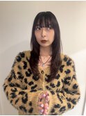 レッドブラウン/レイヤーカット/チェリーレッド