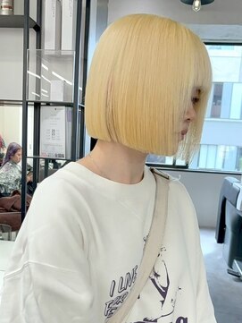 ベレーザ 渋谷神南(Beleza) 16825抜きっぱなしブロンドホワイトブロンド韓国ミニマルボブ