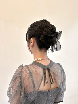 ノク 渋谷(nok) お呼ばれヘアアップヘア_大人ガーリーダークアッシュ