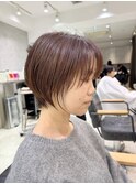大人美人丸みショートボブ白髪ぼかしハイライト川崎20代30代40代