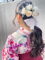 サクラ(SAKURA) 卒業式/袴/着付け/ヘアセット/ローポニー/ふわふわ/造花/リボン