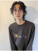 外国人風かきあげパーマウルフ