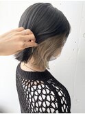 暗髪外ハネボブ×透明感ベージュインナーカラーschritt mutsuki