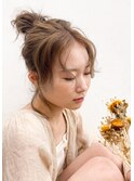 【tomomi*ベージュ*お団子ヘアー*アレンジ*ゆるふわアレンジ】