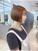 フルバングが可愛いミニボブオレンジ【久保田夢美】横浜韓国ボブ