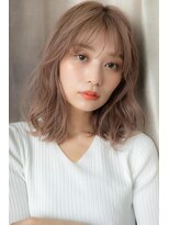 カバーヘア ブリス 上尾西口店(COVER HAIR bliss)&nbsp;外国人風ラベンダーベージュ波巻きミディTb6上尾20代30代40代