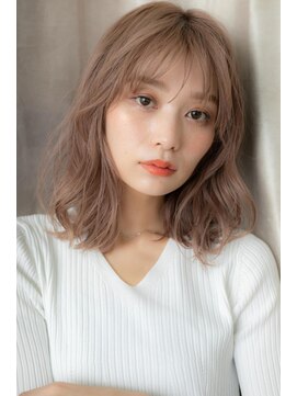 カバーヘア ブリス 上尾西口店(COVER HAIR bliss) 外国人風ラベンダーベージュ波巻きミディTb6上尾20代30代40代