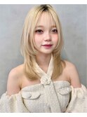 ミディアムレイヤーカット/髪質改善/韓国/前髪/新宿/ブリーチ