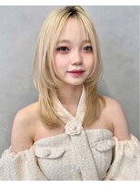 サンドレオ 新宿店(sand Leo)&nbsp;ミディアムレイヤーカット/髪質改善/韓国/前髪/新宿/ブリーチ