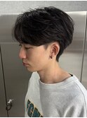 メンズセンターパートシースルーマッシュニュアンスパーマ