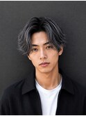 30代センターパート×バレイヤージュカラー白髪ぼかしハイライト