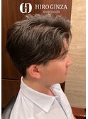 韓国風センターパートパーマ　新橋　理容室　床屋　ヒロギンザ