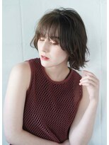 シェル 国分寺(shell) くびレイヤーエモージュ前髪モテベージュレイヤーミディ/国分寺