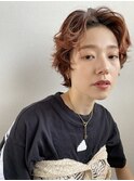 ショートヘアパーマスタイルオレンジカラーデジタルパーマ