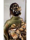成人式振袖着付け　メイク　振袖ヘアアレンジ