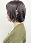 =くせ毛カット大人ボブ耳かけボブ重め切りっぱなしボブ30代40代