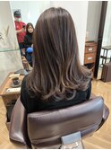 ウィービングカラーアッシュブラウンセミロング