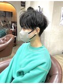 刈り上げショート ベリーショート マッシュ  ブルーブラック
