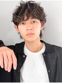 ブルーブラック小顔カット前髪パーマ似合わせカット清潔感◎