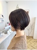 ショートボブカットレイヤーダブルカラーブリーチなしカラー