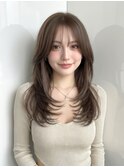 イメチェンヘアスタイル 、ピンクベージュ、アンブレラカラー