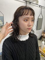 小顔前髪顔周りレイヤー× くるくるパーマ