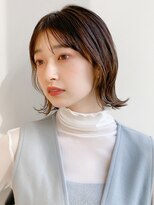 前髪 ネビージュ ボブルフ 黒髪 ワンレン 小顔 "