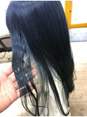 20代30代40代シースルーバングヘア×ブルーブラック