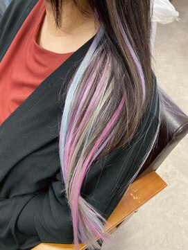 カルフール ロハス 草加東口店(Carrefour LOHAS) パープルインナー・人毛エクステ・インナーカラー・韓国風ヘア