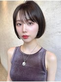 ナチュラルボブ前髪ありイメチェン20代30代40代ショートボブ
