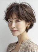 大人ショート 白髪ぼかし 白髪染め ハイライト 40代50代60代