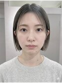 グレージュ/顔周りレイヤーボブ/韓国巻き/結べるレイヤーカット
