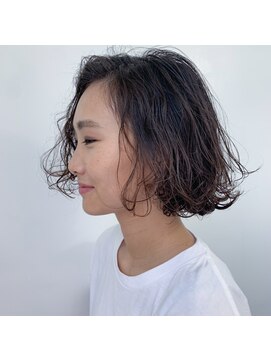 ハニーマスタード(HONEY MUSTARD) 【お客様スタイル】デジタルパーマのラフなニュアンスカールボブ