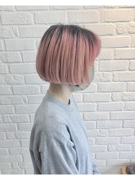 デイジー インデックスヘア 大島店(DAISY index hair) ミニボブ×ミルクティーピンク クリアピンク シャドールーツ