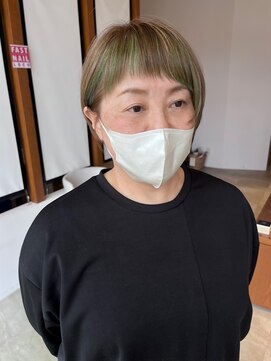 サラビューティーサイト 志免店(SARA Beauty Sight) 【あんstyle】30代40代50代イエロー&グリーンでオシャレカラー